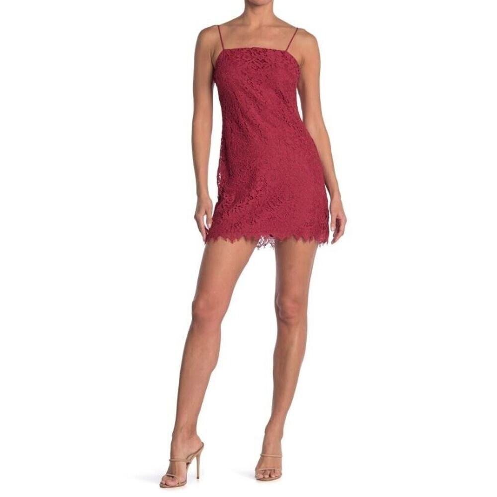 Row A Women's Lace Mini Shift Dress in Rust‎ Medium MSRP $30